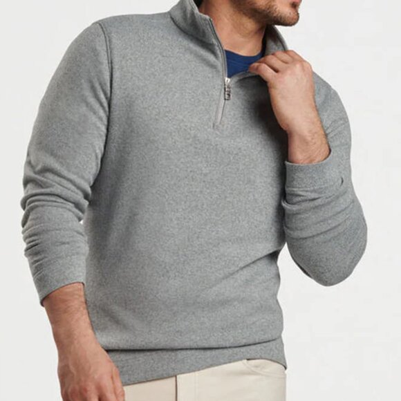 Peter Millar Gale Gray Crown Sweater Fleece Quarter-Zip MF24K60 Pullover - Picture 2 of 4